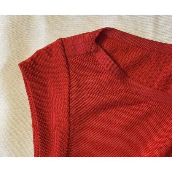 DIANE VON FURSTENBERG Red Ruched Side Sheath Midi Dress XS/S Knit Party Holiday - Picture 5 of 11